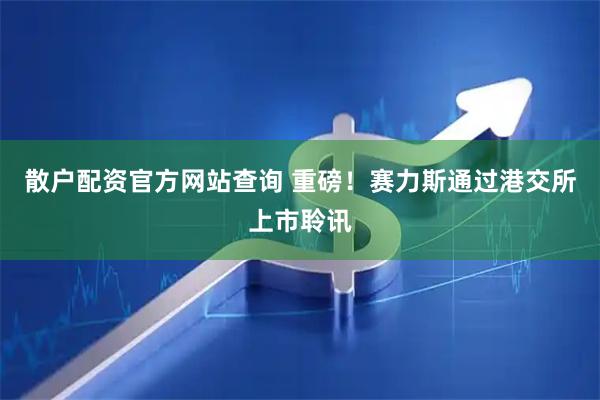 散户配资官方网站查询 重磅！赛力斯通过港交所上市聆讯